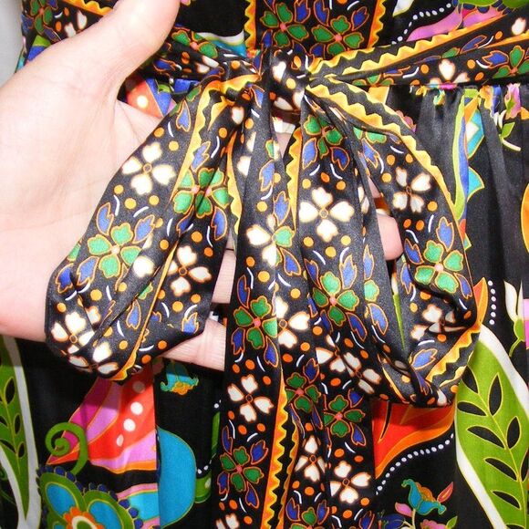 ECI Summer Dress, 10, Bold Multicolor Paisley, Sleeveless, Sash, V-neck - Picture 5 of 13